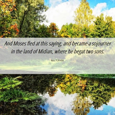 Picture 06 - Acts 7:29 ASV - And Moses fled at this saying, and became a - Bible Verse Picture