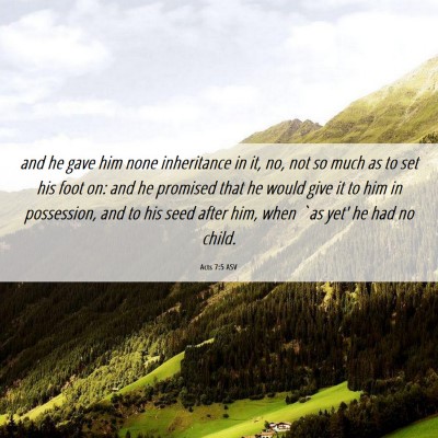 Picture 06 - Acts 7:5 ASV - and he gave him none inheritance in it, no, not - Bible Verse Picture