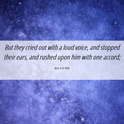Picture 06 - Acts 7:57 ASV - But they cried out with a loud voice, and stopped - Bible Verse Picture