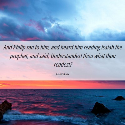 Picture 06 - Acts 8:30 ASV - And Philip ran to him, and heard him reading - Bible Verse Picture