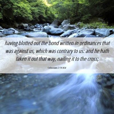 Picture 06 - Colossians 2:14 ASV - having blotted out the bond written in ordinances - Bible Verse Picture
