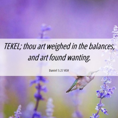 Picture 06 - Daniel 5:27 ASV - TEKEL; thou art weighed in the balances, and art - Bible Verse Picture