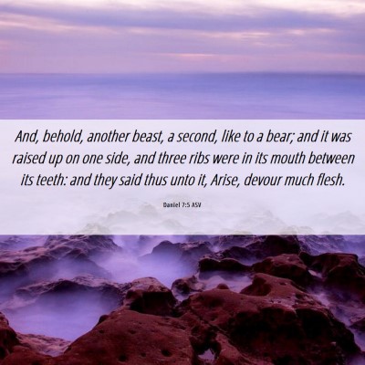 Picture 06 - Daniel 7:5 ASV - And, behold, another beast, a second, like to a - Bible Verse Picture