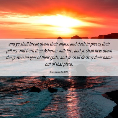 Picture 06 - Deuteronomy 12:3 ASV - and ye shall break down their altars, and dash in - Bible Verse Picture