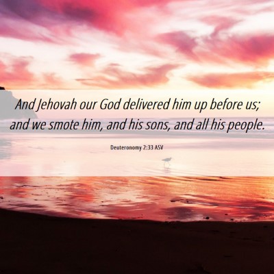 Picture 06 - Deuteronomy 2:33 ASV - And Jehovah our God delivered him up before us; - Bible Verse Picture