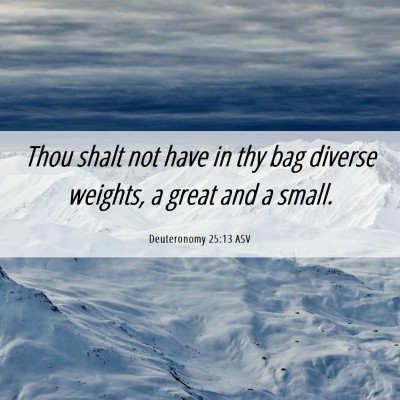 Picture 06 - Deuteronomy 25:13 ASV - Thou shalt not have in thy bag diverse weights, a - Bible Verse Picture