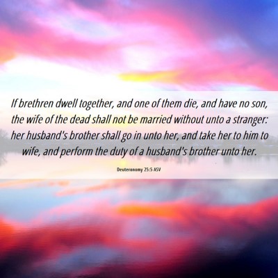 Picture 06 - Deuteronomy 25:5 ASV - If brethren dwell together, and one of them die, - Bible Verse Picture