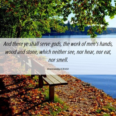 Picture 06 - Deuteronomy 4:28 ASV - And there ye shall serve gods, the work of men's - Bible Verse Picture