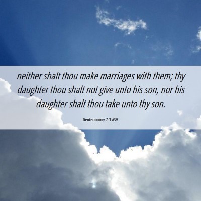 Picture 06 - Deuteronomy 7:3 ASV - neither shalt thou make marriages with them; thy - Bible Verse Picture