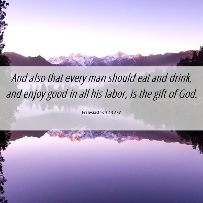 Picture 06 - Ecclesiastes 3:13 ASV - And also that every man should eat and drink, and - Bible Verse Picture