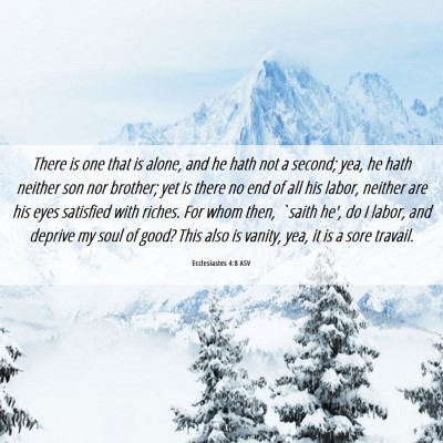 Picture 06 - Ecclesiastes 4:8 ASV - There is one that is alone, and he hath not a - Bible Verse Picture