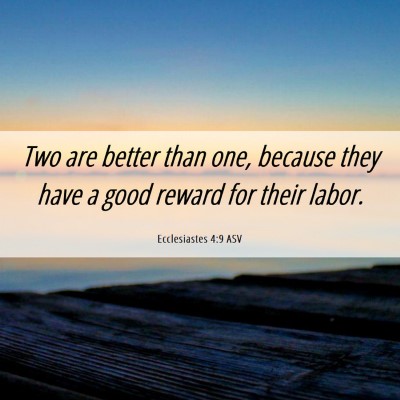 Picture 06 - Ecclesiastes 4:9 ASV - Two are better than one, because they have a good - Bible Verse Picture