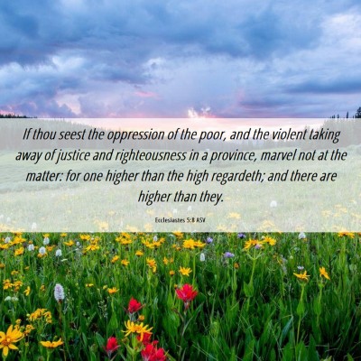 Picture 06 - Ecclesiastes 5:8 ASV - If thou seest the oppression of the poor, and the - Bible Verse Picture