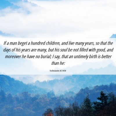Picture 06 - Ecclesiastes 6:3 ASV - If a man beget a hundred children, and live many - Bible Verse Picture