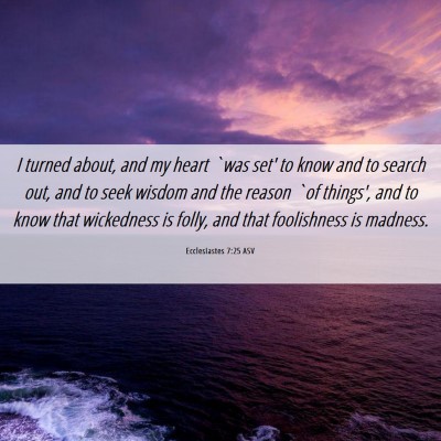Picture 06 - Ecclesiastes 7:25 ASV - I turned about, and my heart `was set' to know - Bible Verse Picture