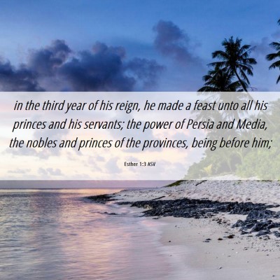Picture 06 - Esther 1:3 ASV - in the third year of his reign, he made a feast - Bible Verse Picture