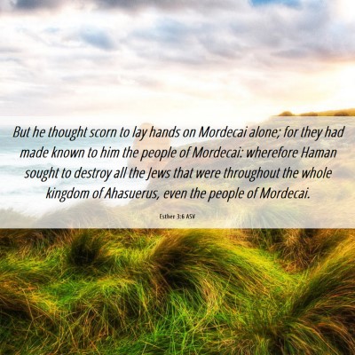 Picture 06 - Esther 3:6 ASV - But he thought scorn to lay hands on Mordecai - Bible Verse Picture