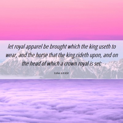 Picture 06 - Esther 6:8 ASV - let royal apparel be brought which the king useth - Bible Verse Picture