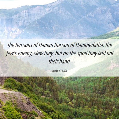 Picture 06 - Esther 9:10 ASV - the ten sons of Haman the son of Hammedatha, the - Bible Verse Picture