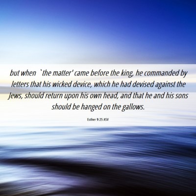 Picture 06 - Esther 9:25 ASV - but when `the matter' came before the king, he - Bible Verse Picture