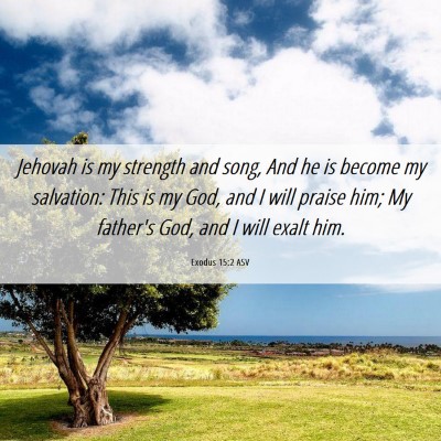 Picture 06 - Exodus 15:2 ASV - Jehovah is my strength and song, And he is become - Bible Verse Picture