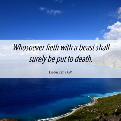 Picture 06 - Exodus 22:19 ASV - Whosoever lieth with a beast shall surely be put - Bible Verse Picture
