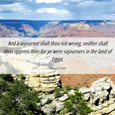 Picture 06 - Exodus 22:21 ASV - And a sojourner shalt thou not wrong, neither - Bible Verse Picture
