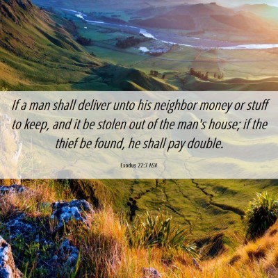Picture 06 - Exodus 22:7 ASV - If a man shall deliver unto his neighbor money or - Bible Verse Picture
