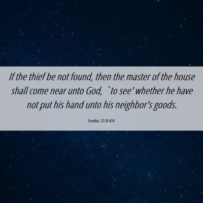 Picture 06 - Exodus 22:8 ASV - If the thief be not found, then the master of the - Bible Verse Picture