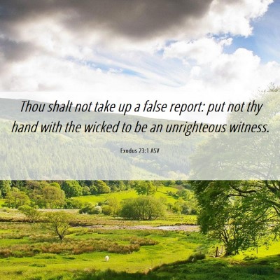Picture 06 - Exodus 23:1 ASV - Thou shalt not take up a false report: put not - Bible Verse Picture