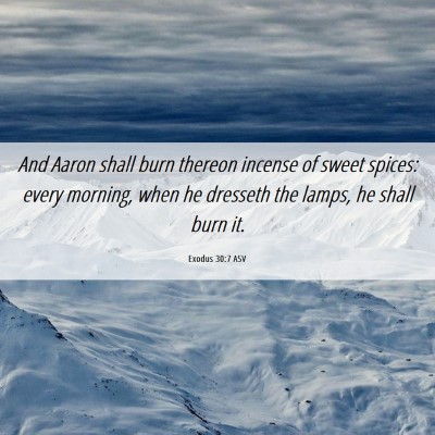 Picture 06 - Exodus 30:7 ASV - And Aaron shall burn thereon incense of sweet - Bible Verse Picture
