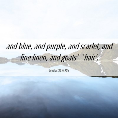 Picture 06 - Exodus 35:6 ASV - and blue, and purple, and scarlet, and fine - Bible Verse Picture