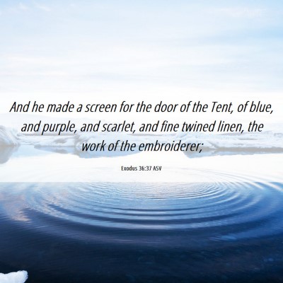 Picture 06 - Exodus 36:37 ASV - And he made a screen for the door of the Tent, of - Bible Verse Picture