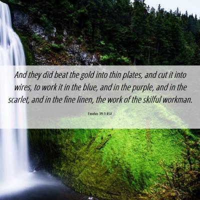 Picture 06 - Exodus 39:3 ASV - And they did beat the gold into thin plates, and - Bible Verse Picture