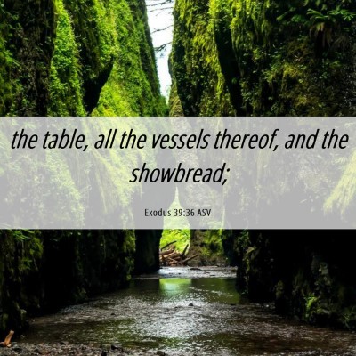Picture 06 - Exodus 39:36 ASV - the table, all the vessels thereof, and the - Bible Verse Picture