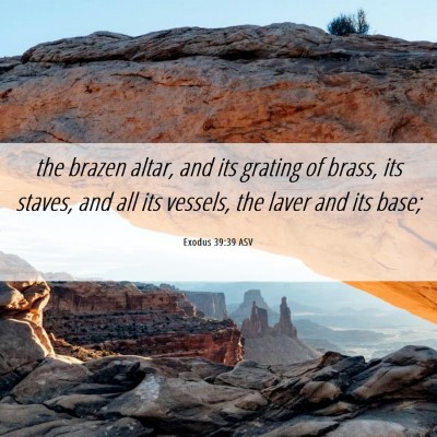 Picture 06 - Exodus 39:39 ASV - the brazen altar, and its grating of brass, its - Bible Verse Picture