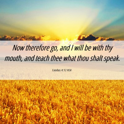 Picture 06 - Exodus 4:12 ASV - Now therefore go, and I will be with thy mouth, - Bible Verse Picture