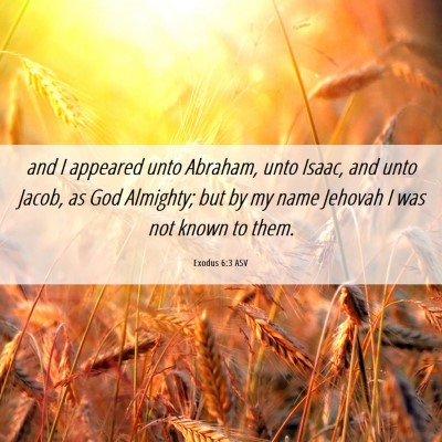 Picture 06 - Exodus 6:3 ASV - and I appeared unto Abraham, unto Isaac, and unto - Bible Verse Picture