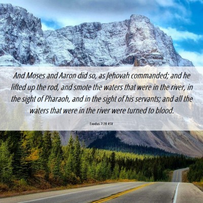 Picture 06 - Exodus 7:20 ASV - And Moses and Aaron did so, as Jehovah commanded; - Bible Verse Picture