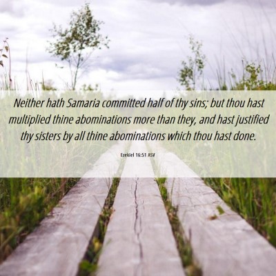 Picture 06 - Ezekiel 16:51 ASV - Neither hath Samaria committed half of thy sins; - Bible Verse Picture