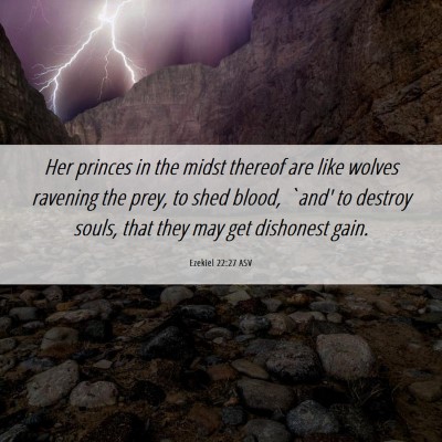 Picture 06 - Ezekiel 22:27 ASV - Her princes in the midst thereof are like wolves - Bible Verse Picture