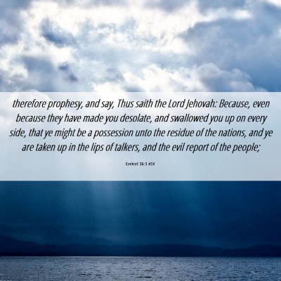 Picture 06 - Ezekiel 36:3 ASV - therefore prophesy, and say, Thus saith the Lord - Bible Verse Picture