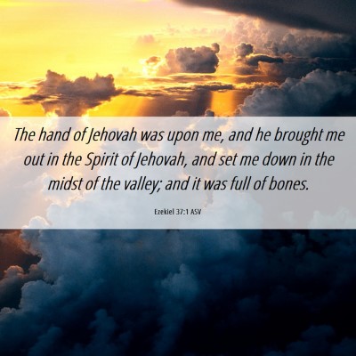 Picture 06 - Ezekiel 37:1 ASV - The hand of Jehovah was upon me, and he brought - Bible Verse Picture