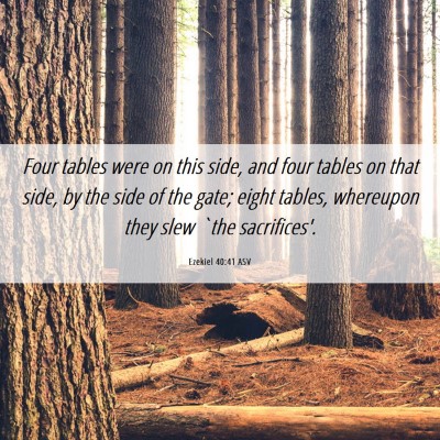 Picture 06 - Ezekiel 40:41 ASV - Four tables were on this side, and four tables on - Bible Verse Picture