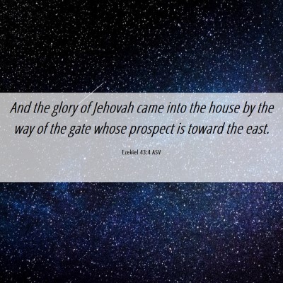 Picture 06 - Ezekiel 43:4 ASV - And the glory of Jehovah came into the house by - Bible Verse Picture