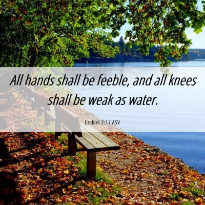 Picture 06 - Ezekiel 7:17 ASV - All hands shall be feeble, and all knees shall be - Bible Verse Picture