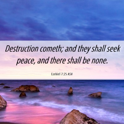 Picture 06 - Ezekiel 7:25 ASV - Destruction cometh; and they shall seek peace, - Bible Verse Picture