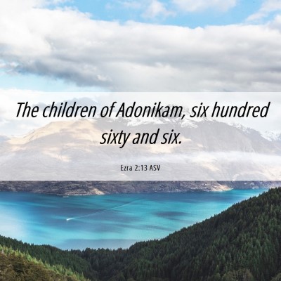 Picture 06 - Ezra 2:13 ASV - The children of Adonikam, six hundred sixty and - Bible Verse Picture