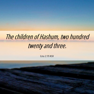 Picture 06 - Ezra 2:19 ASV - The children of Hashum, two hundred twenty and - Bible Verse Picture