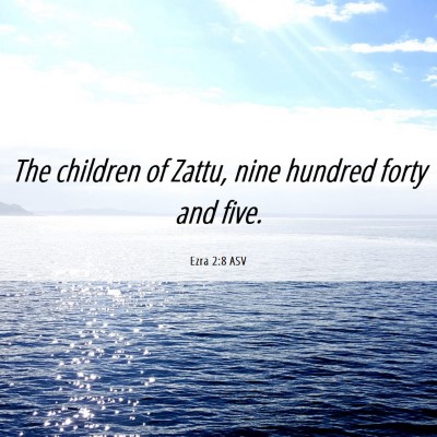 Picture 06 - Ezra 2:8 ASV - The children of Zattu, nine hundred forty and - Bible Verse Picture
